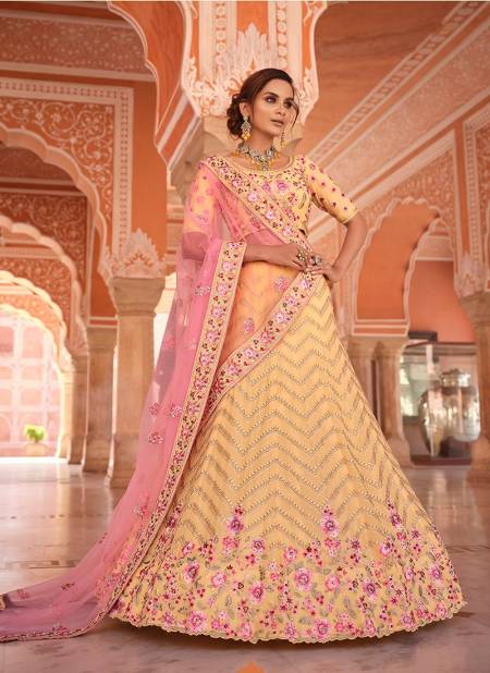 Yellow Colour VASTREY 5 Heavy Fancy Wedding Wear Bridal Embroidery Work Latest Lehenga Choli Collection 8502